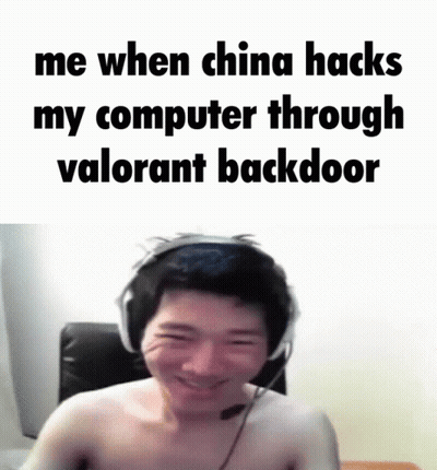 Shirtless Man With Headphones Says Me When China Hacks My Computer Through Valorant Backdoor GIF