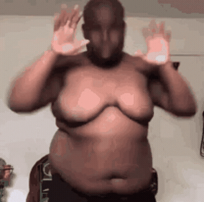 Shirtless Man With Huge Breasts GIF