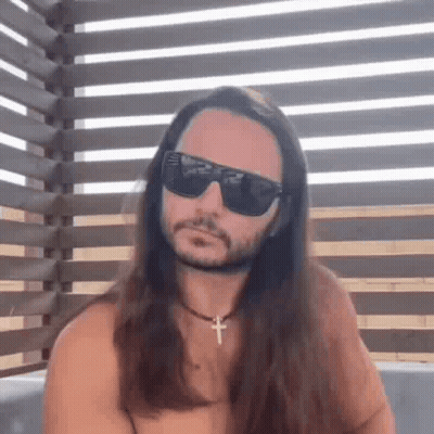 Shirtless Man With Long Hair And Beard GIF