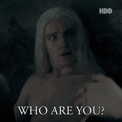 Shirtless Man With Long White Hair Says Who Are You GIF