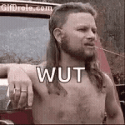Shirtless Man With Mullet And Beard By Truck GIF