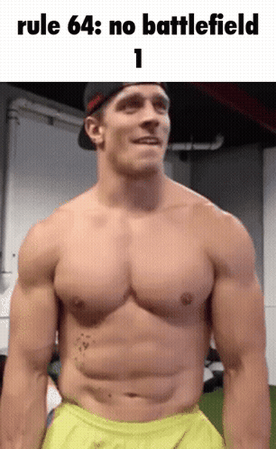 Shirtless Man With Rule 64 No Battlefield 1 GIF