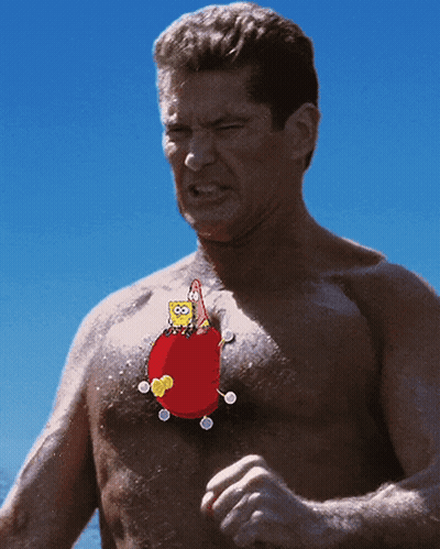 Shirtless Man With SpongeBob SquarePants Sticker GIF