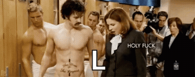 Shirtless Man With Stomach Tattoo Says Holy Fuck GIF
