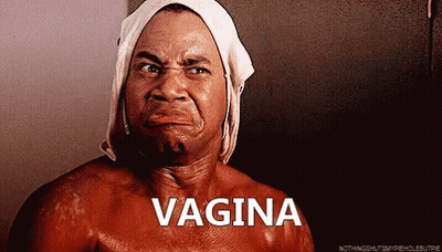 Shirtless Man With Towel On Head And Vagina On Chest GIF