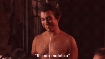 Shirtless Man With Tree Drawing And Risada Malefica GIF