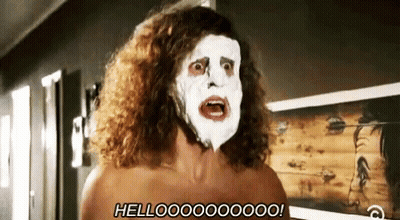 Shirtless Man With White Face Mask Talking GIF