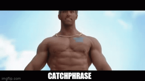Shirtless Man With Word Catchphrase GIF