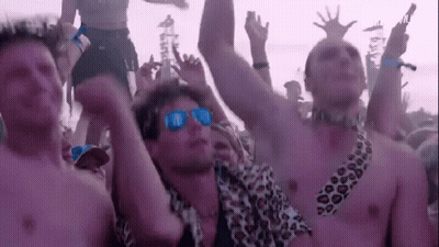 Shirtless Men Dancing At Music Festival GIF