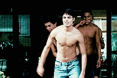 Shirtless Men Walking Together GIF