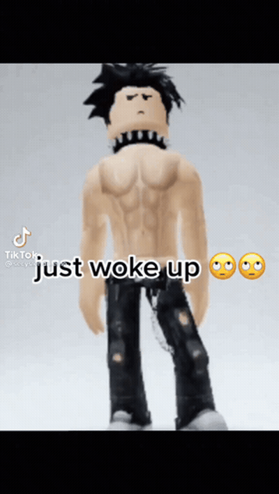Shirtless Roblox Character With Choker Just Woke Up GIF