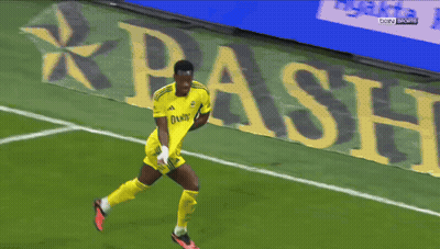 Shirtless Soccer Player Running In Front Of Beko Banner GIF