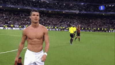 Shirtless Soccer Player Walking GIF