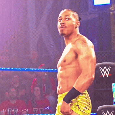 Shirtless Wrestler In Ring With Tiffany Luv24 GIF