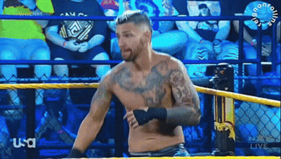 Shirtless Wrestler In Ring With USA Logo GIF