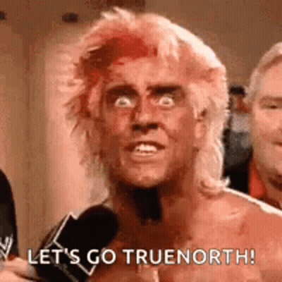 Shirtless Wrestler Saying Let's Go True North GIF