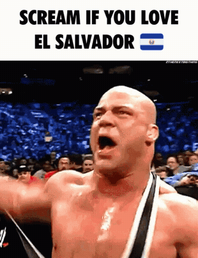 Shirtless Wrestler Scream If You Love El Salvador GIF