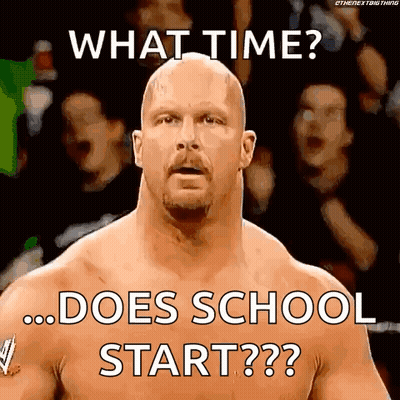 Shirtless Wrestler What Time Does School Start GIF