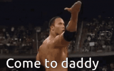 Shirtless Wrestler With Arm Raised Saying Come To Daddy GIF