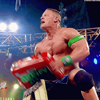 Shirtless Wrestler With Green Armband Saying Cena GIF
