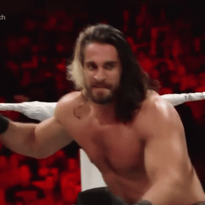 Shirtless Wrestler With Long Hair And Beard In Ring GIF