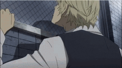 Shizuo Heiwajima Climbing Building Durarara Anime GIF