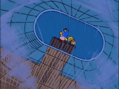 Shocked Cartoon Character Swimming Pool GIF