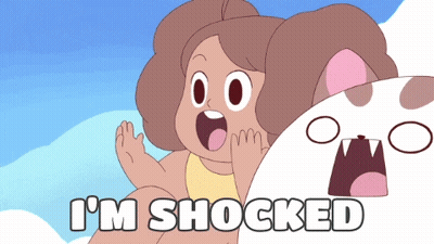 Shocked Cartoon Next To White Monster GIF