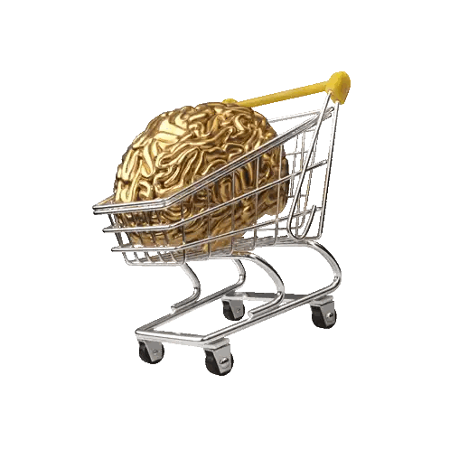 Shopping Cart With Gold Object Sticker