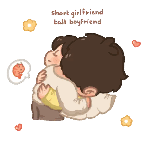 Short Girlfriend Tall Boyfriend Hugging Sticker