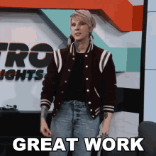 Short Haired Woman Talk Great Work GIF