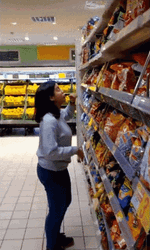 Short Woman Reaching Grocery GIF