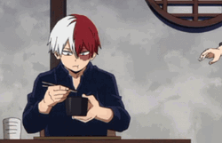 Shoto Todoroki Getting Disturbed Eating GIF