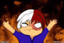 Shoto Todoroki Raising His Hands Illustration GIF
