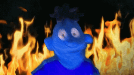 Shouting Blue Elmo Fire Parody GIF