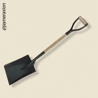 Shovel With Wooden Handle Laying On Word U GIF