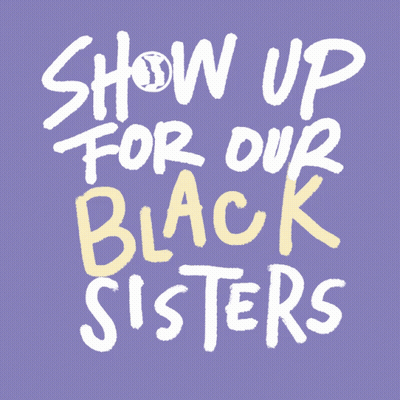 Show Up For Our Queer Sisters Purple Background GIF