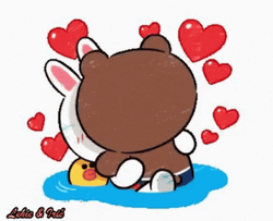 Shower Kiss Cony & Brown GIF