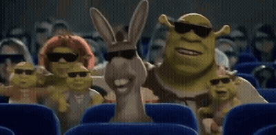 Shrek And Donkey Watching Movie In Theater GIF