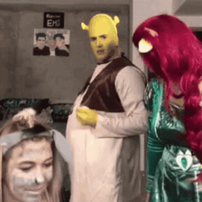 Shrek And Fiona Standing Together In Castle GIF