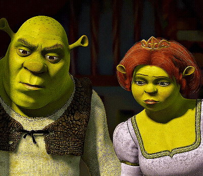 Shrek And Fiona Standing Together Shrek Wearing Crown GIF
