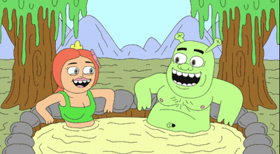 Shrek And Woman In A Tub GIF