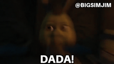Shrek Character Saying Dada In Dark Room GIF