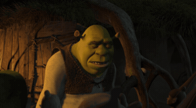 Shrek Covering His Eyes With His Hand And The Word Okay Written Below Him GIF