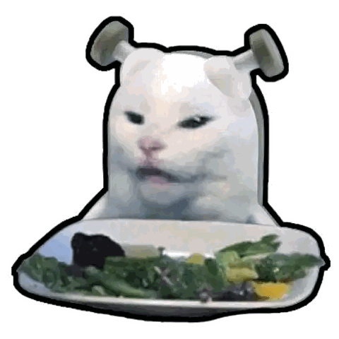 Shrek Eared Cat Eating Salad Sticker
