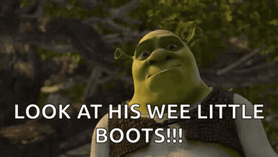 Shrek From Shrek Says Look At His Wee Little Boots !! GIF