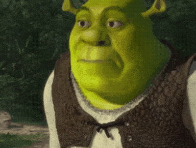 Shrek From The Movie Shrek Is Looking At The Camera With A Serious Look On His Face . GIF