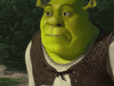 Shrek From The Movie Shrek Is Looking At The Camera With A Serious Look On His Face . GIF