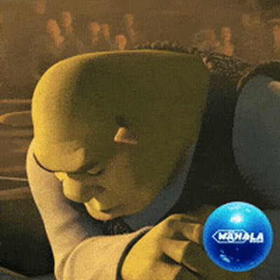 Shrek Holding Blue Ball Saying Wanda GIF
