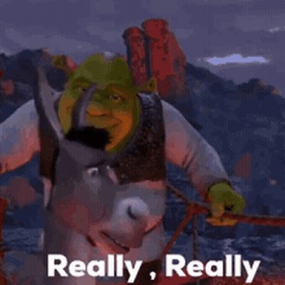 Shrek Holding Sword Saying Really Really On Mountain GIF